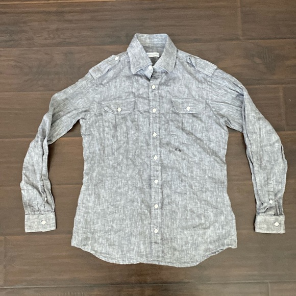 Gaetano Aloisio men’s button up gray shirt Size USA M slim - Picture 1 of 6
